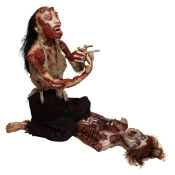Halloween Haunters Life-Size Scary Zombie Ghoul Mutilated Woman Eating Heart Prop Decoration
