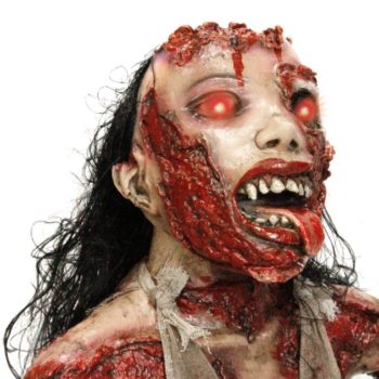 Halloween Haunters Life-Size Scary Zombie Ghoul Mutilated Woman Eating Heart Prop Decoration - Image 2