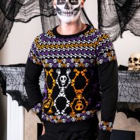 Adult Day of the Dead Dancing Skeletons Ugly Halloween Sweater