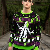 Beetlejuice It's Showtime! Adult Ugly Halloween Sweater
