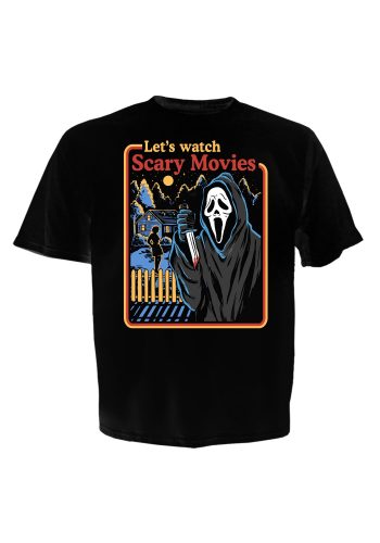 Men's Scream Ghostface Let's Watch Scary Movies Black T-Shirt