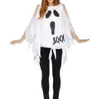 Glitter Ghost Poncho Costume for Women