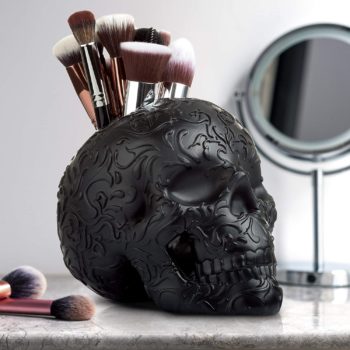 Skull Makeup Brush Holder, Pen Holder, Vanity, Desk, Office Organizer, Stationary, Decor Planter by Wicked Vanity Beauty