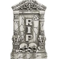 2 Ft Skull and Gargoyle Tombstone - Decorations