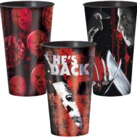 Amscan Horror Movie Cups Bundle | 3-Pack, 32oz. Each | Halloween Party Supplies, Horror Movie Marathon | Officially Licensed by Amscan
