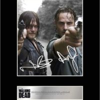 iconic pics Norman Reedus, Daryl Dixon and Andrew Lincoln, Rick Grimes Signed Mounted Photo Display Walking Dead