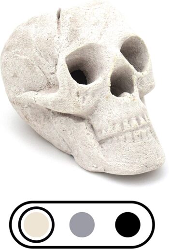OSKER Ceramic Fireproof Fire Pit Skull Log for Bonfire, Campfire, Fireplace, Firepit | Halloween Decor | for Gas, Propane, or Wood Fires | 9 Inch - Light Beige