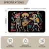 Artoid Mode Dia De Los Muertos Sugar Skull Decorative Doormat Black, Seasonal Fall Day of The Dead in Mexico Halloween Holiday Low-Profile Floor Mat Switch Mat for Indoor Outdoor 17 x 29 Inch