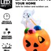 Joiedomi 5 FT Tall Halloween Inflatable Cute Ghost Inflatable Lift Pumpkin Candy Bag with Build-in LEDs Blow Up Inflatables for Halloween Party Indoor, Outdoor, Yard, Garden, Lawn Decorations