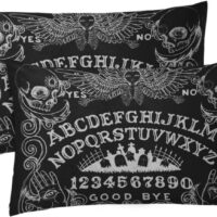 Aikul Set of 2 Throw Pillow Cover Spirit Witch Board Black Gothic Goth Occult Witchcraft Pillow Case Cushion Cover Lumbar Pillowcase Decoration for Couch Sofa Bed Car, Standard Size 12 x 20 inchs