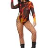 Flame Mesh Bodysuit for Women