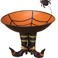 11.2" Metal Candy Bowl on Witch Boots with Spider