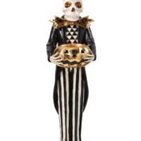 13 Inch Skeleton & Jack O' Lantern with Candle Figure