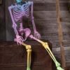 5 Foot Crazy Bones Poseable Skeleton in Rainbow Halloween Decoration