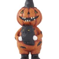 11.25-Inch Jack O Lantern Figure with Owl Decoration