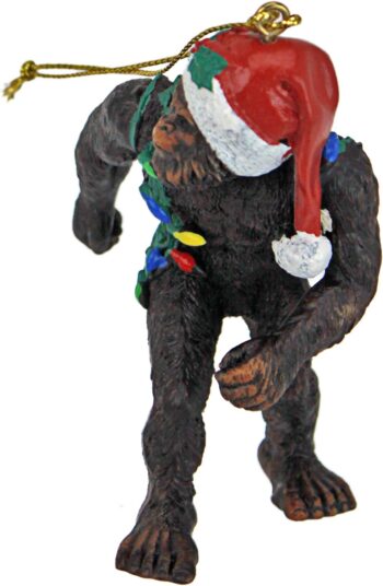 Design Toscano Bigfoot The Holiday Yeti with Santa Hat Funny Christmas Tree Ornament, 2 Inches Wide, 1 Inches Deep, 3 Inches High, Brown