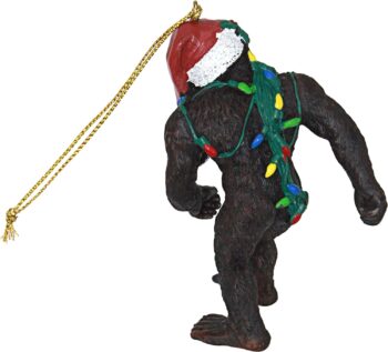 Design Toscano Bigfoot The Holiday Yeti with Santa Hat Funny Christmas Tree Ornament, 2 Inches Wide, 1 Inches Deep, 3 Inches High, Brown
