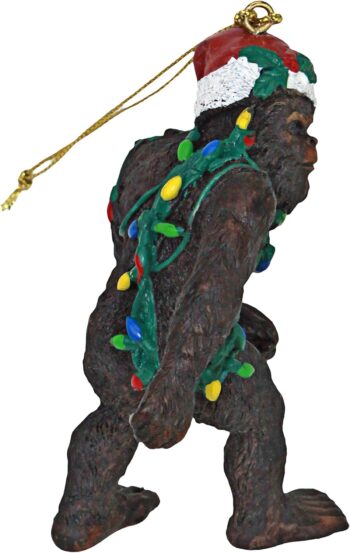 Design Toscano Bigfoot The Holiday Yeti with Santa Hat Funny Christmas Tree Ornament, 2 Inches Wide, 1 Inches Deep, 3 Inches High, Brown