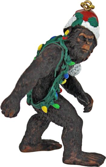 Design Toscano Bigfoot The Holiday Yeti with Santa Hat Funny Christmas Tree Ornament, 2 Inches Wide, 1 Inches Deep, 3 Inches High, Brown