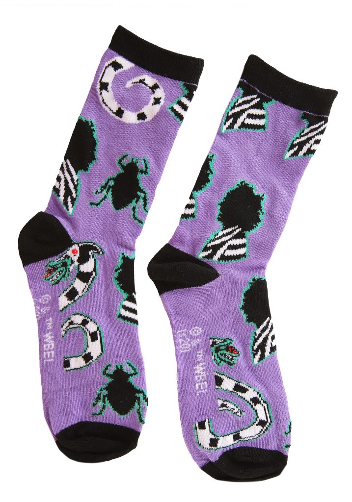 Purple Beetlejuice Crew Socks for Women - FOREVER HALLOWEEN