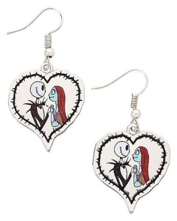 Jack Skellington and Sally Heart Dangle Earrings - The Nightmare Before Christmas