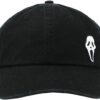 Ghostface Dad Plain Black Embroidered Patch Hat with pre-Curved Bill for Men