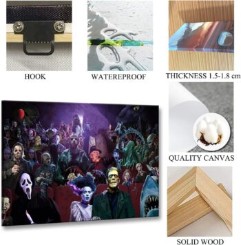 YASOJUN Horror Movies Canvas Poster Wall Art Framed,Modern Decoracion Prints Painting Posters Artwork for Bedroom Living Room Game Study Room Club Wall Decor (12''x18''(30x45cm)，Frame，horror- 33)