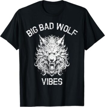 Fun Creepy Vintage Style Bad Werewolf Vibes Halloween T-Shirt