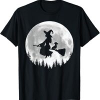Fun Witch Dachshund Broomstick Halloween T-Shirt